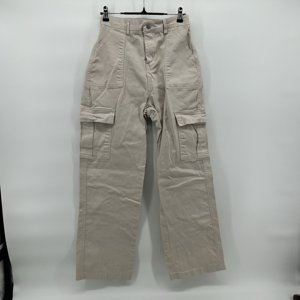 No Comment NY-LA Womens M Baggy Cargo Pants Beige High Rise Utility Wide Leg Y2K